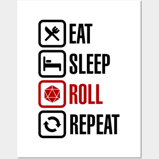 Eat Sleep Roll Repeat (light) Posters and Art